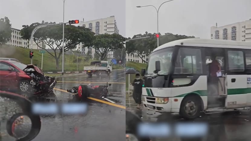 2 people taken to hospital after accident involving 3 vehicles at Tampines, minibus driver helping with police probe