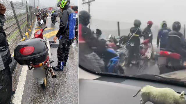 雨中过长堤 马国骑士失控摔倒身亡