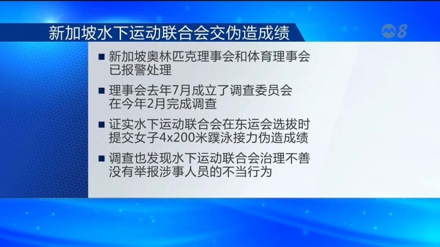 新加坡水下运动联合会 伪造女子蹼泳成绩参赛东运会