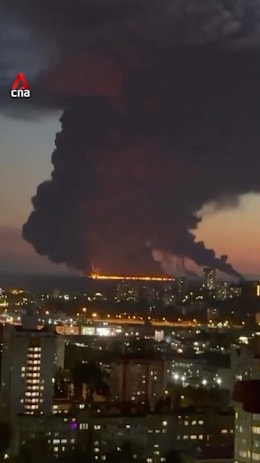 Naval drone strike sets oil tanker ablaze off Russia 