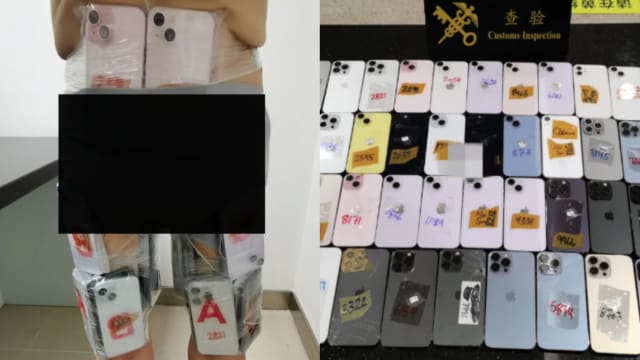 中国男子身绑50苹果手机  化身“苹果树”图闯关被抓