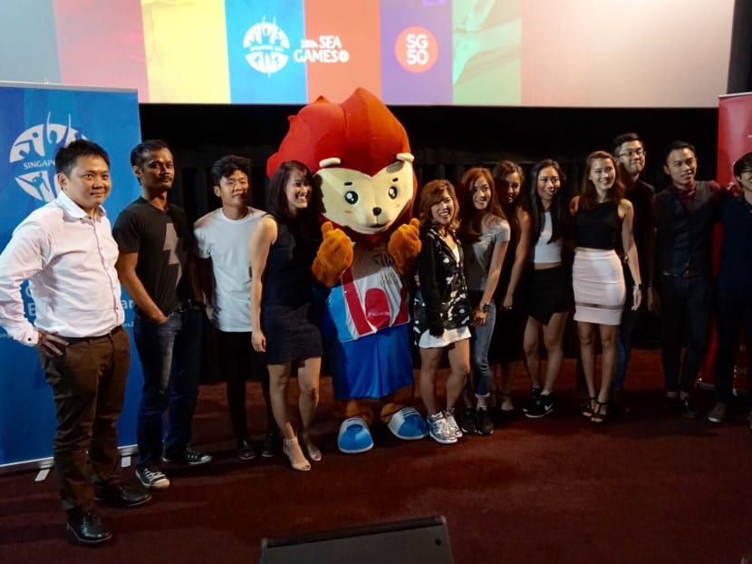 Sydney Tan (extreme left) and some of the musicians featured at the launch of Songs Of The Games, the album put together for the 28th SEA Games. Photo: Hon Jing Yi