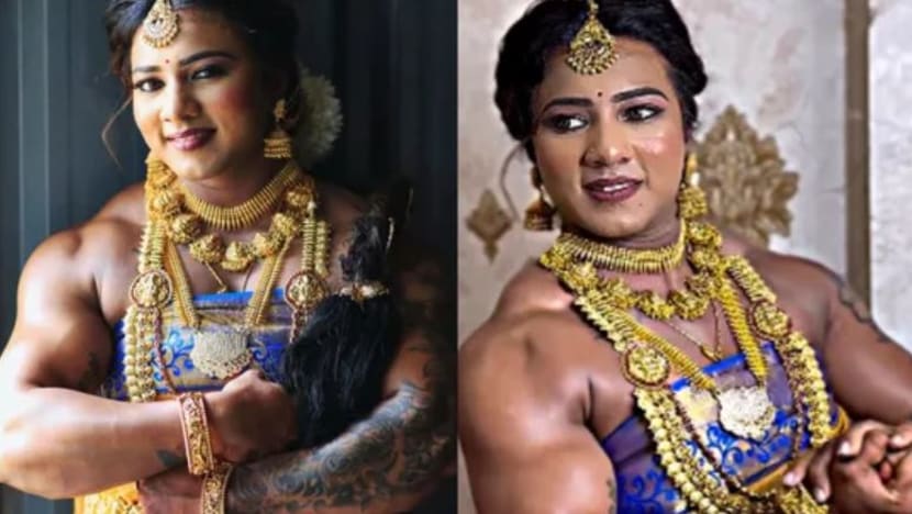 மணப்பெண் கோலத்தில் மினுக்கும் உடற்கட்டழகி மணப்பெண் கோலத்தில் மினுக்கும் உடற்கட்டழகி
