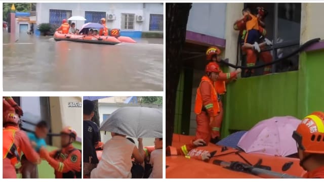 湖南暴雨导致幼儿园淹水 逾200名孩童受困获救