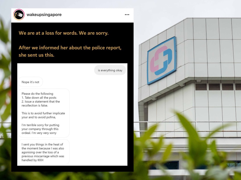 A message put up by Wake Up, Singapore saying it had been publishing false information given by a woman regarding KK Women's and Children's Hospital. A message put up by Wake Up, Singapore saying it had been publishing false information given by a woman regarding KK Women's and Children's Hospital.