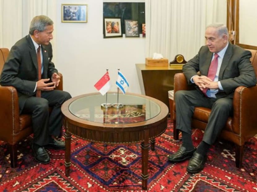 Minister for Foreign Affairs Vivian Balakrishnan meets Israeli Prime Minister Benjamin Netanyahu in Israel on March 19, 2024. 