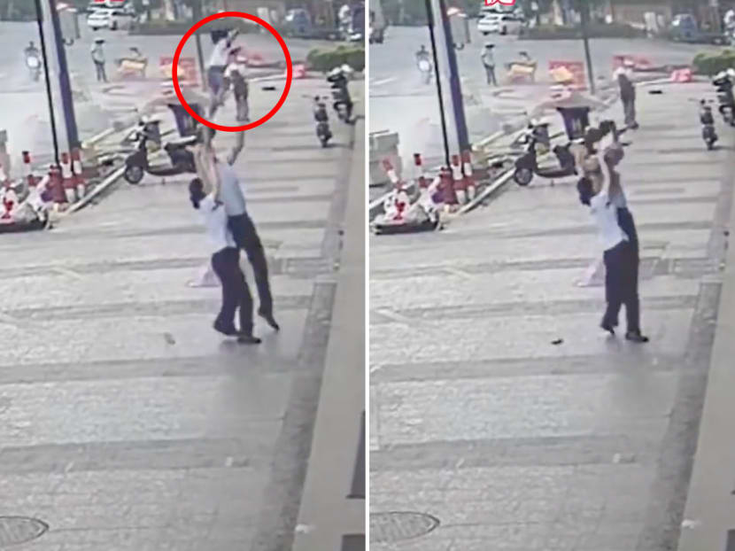 A man named Shen Dong, 31, caught a toddler falling from the sixth storey window of a housing complex in China.