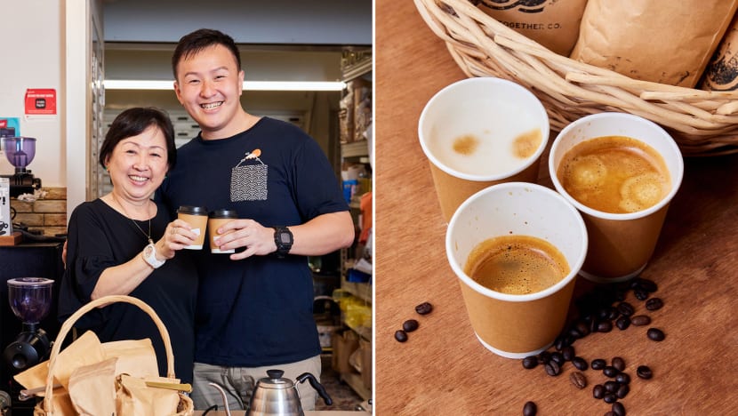 Mother and son sell coffee beans and S$2.90 arabica espresso at hip wet market stall