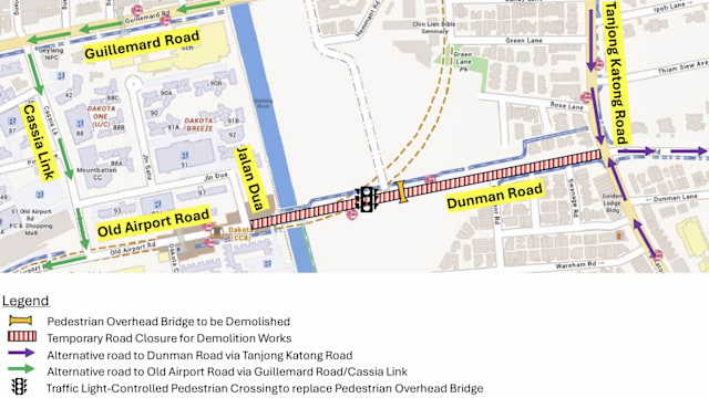为拆除行人天桥 德明路部分路段将在下周二凌晨关闭