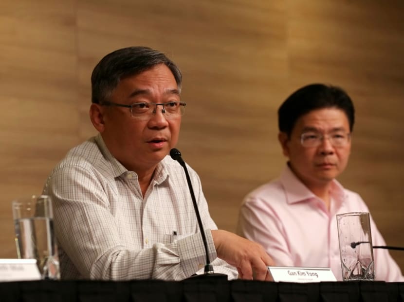 Health Minister Gan Kim Yong was asked during a press conference on Tuesday (Feb 25) if Singapore would lower its Dorscon level from Orange to Yellow. Health Minister Gan Kim Yong was asked during a press conference on Tuesday (Feb 25) if Singapore would lower its Dorscon level from Orange to Yellow.