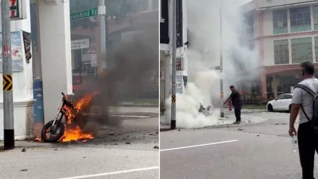 个人代步工具路边起火 传出阵阵爆炸声