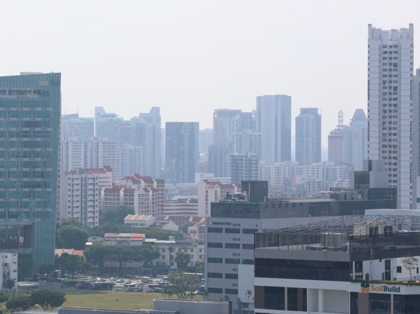 The haze seen from Kallang at around 4pm on Oct 8, 2023. 