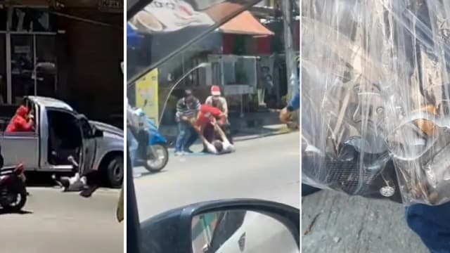 碰见老公带小三投票 泰妻先枪后刀图索命