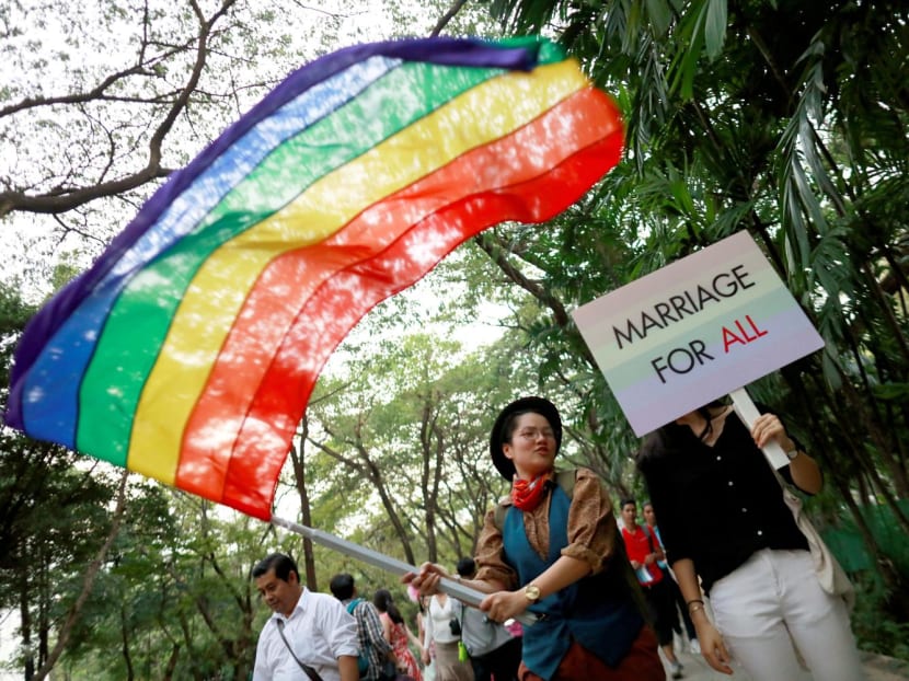 Thai LGBT community participates in Gay Freedom Day Parade in Bangkok, Thailand on Nov 29, 2018. 