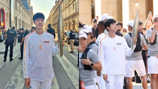 BTS Jin巴黎传递奥运火炬　大批粉丝卢浮宫外围观