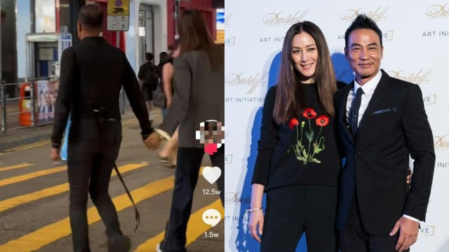 任达华牵名模老婆过马路　闪爆一众路人！