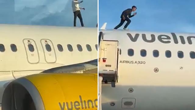 爬上西班牙客机顶部奔跑跳跃 男子引发恐慌及航班延误