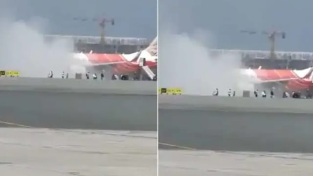 印度快运航空客机引擎着火 约141名乘客受伤