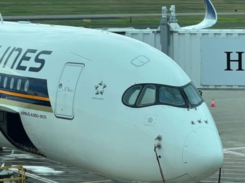 A view of the Singapore Airlines Airbus A350. A view of the Singapore Airlines Airbus A350.