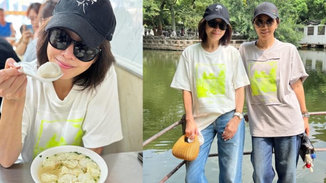 刘嘉玲回老家小店吃馄饨　天价穿搭网傻眼