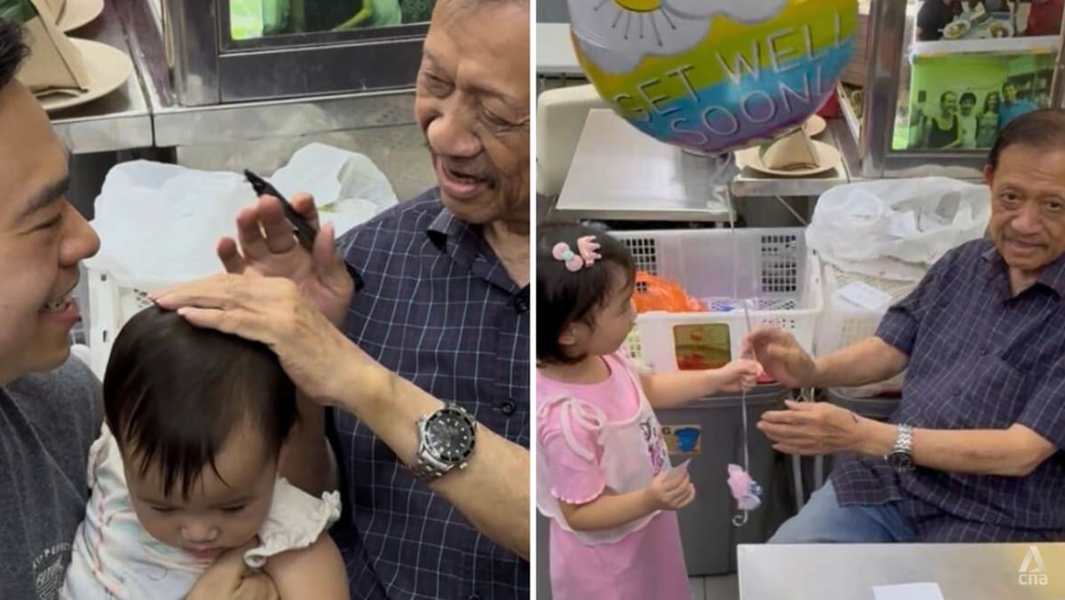 Customers bring gifts, children to meet elderly stallholder after he was shoved over head-pat