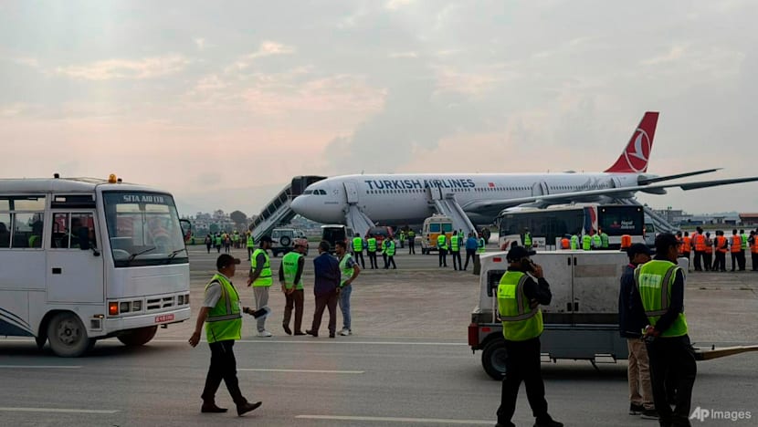 Turkish Airlines jet catches fire while landing at Nepal's main airport; all passengers safe