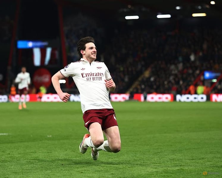 Rice double at Bournemouth puts Arsenal six points clear