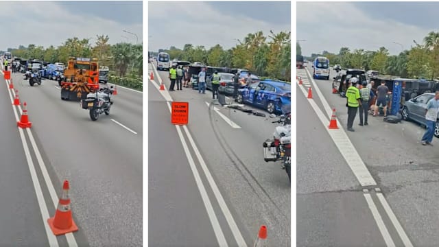 淡滨尼高速公路六车连环撞 涉及轿车德士和罗厘