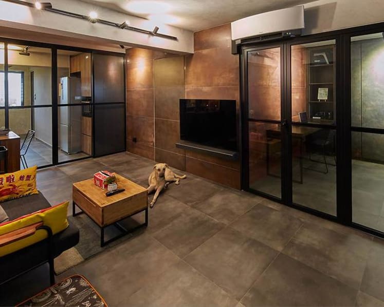How a 700 sq ft industrial chic HDB flat managed to include a walk-in wardrobe