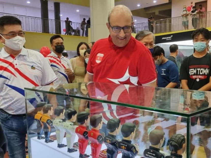 Transport Minister S Iswaran at an F1-themed community event at West Coast on Aug 27, 2022.