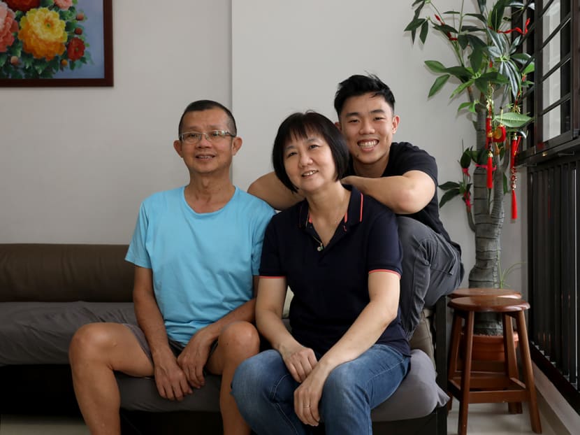 The author with his parents, who have always encouraged him to be thrifty. At 23, he has accumulated a six-figure sum in savings through various jobs and his business.