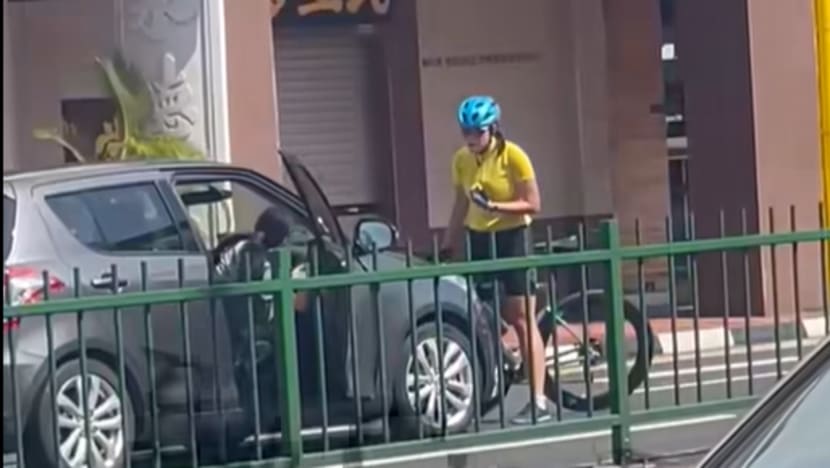 Car drives off with cyclist on bonnet after alleged altercation in Katong, 2 women assisting in police probe Car drives off with cyclist on bonnet after alleged altercation in Katong, 2 women assisting in police probe