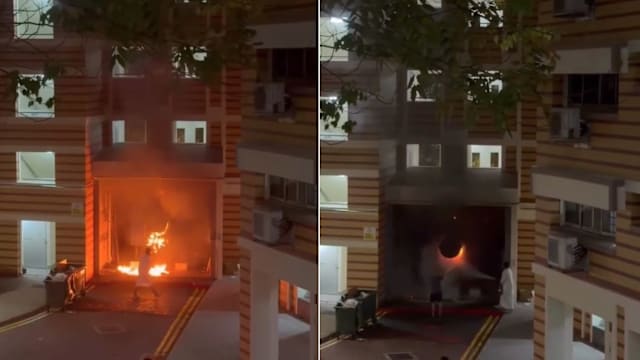 白沙组屋垃圾槽起火 男子合力救火获网赞