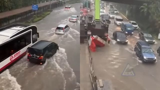 暴雨导致多处突发性淹水 武吉知马一带车辆须涉水而过