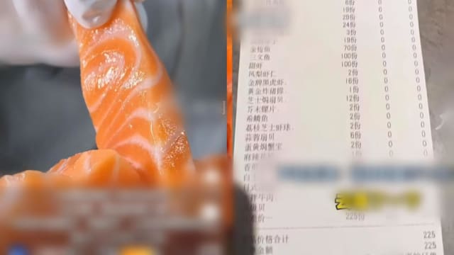 自助餐点100份三文鱼 中国女子吃了吐吐了再吃