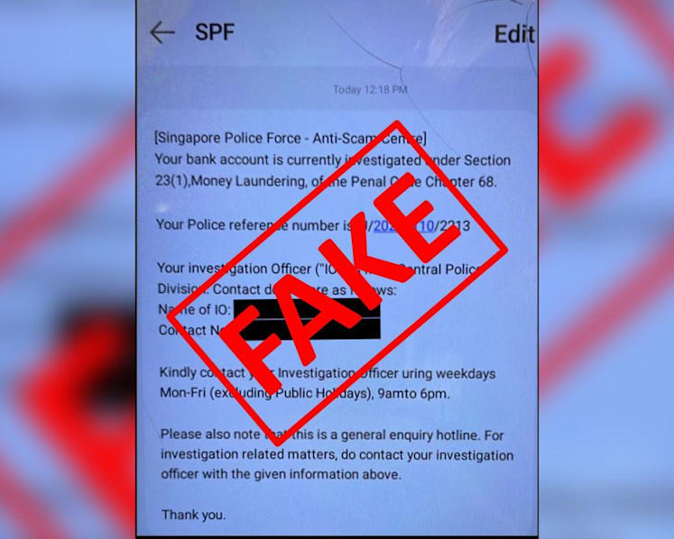 Police warn of fake text messages claiming to be from SPF