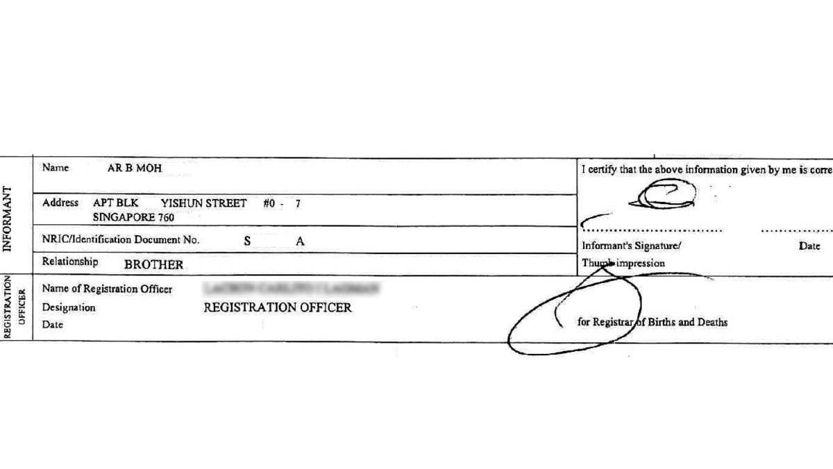 Why must the particulars of informants be shown on death certificates Why must the particulars of informants be shown on death certificates