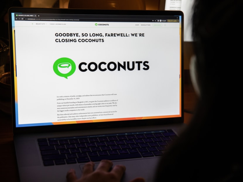 A photograph of an announcement on the Coconuts.co website on Dec 19, 2023 of its impending closure. A photograph of an announcement on the Coconuts.co website on Dec 19, 2023 of its impending closure.