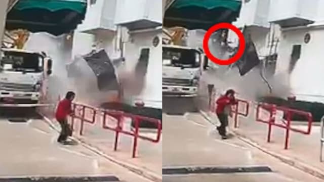 香港电表房爆炸冒火球 气流炸飞现场工人