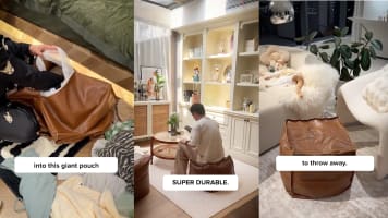 Using A Cushion Pouf As Storage For Old Clothes Or Bedsheets Is A Clever Storage Hack That We've Tried