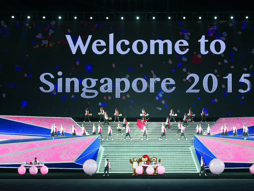 The Singapore segment during the 27th SEA Games closing ceremony in Naypyidaw on Saturday. Creating a good athlete and spectator experience will be key for the Singapore SEA Games Organising Committee, 
when the Republic hosts the Games in 2015.
Photo: WEE TECK HIAN