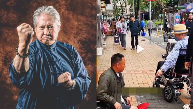 72岁洪金宝坐轮椅上街　遇断腿乞丐给大钞网盛赞