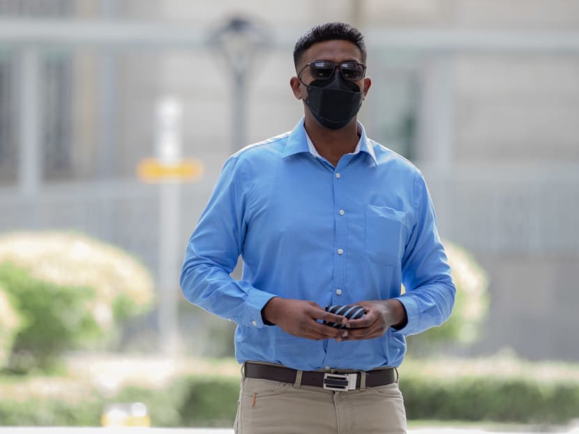 Vengedesh Raj Nainar Nagarajan arriving at the State Courts on March 18, 2022.