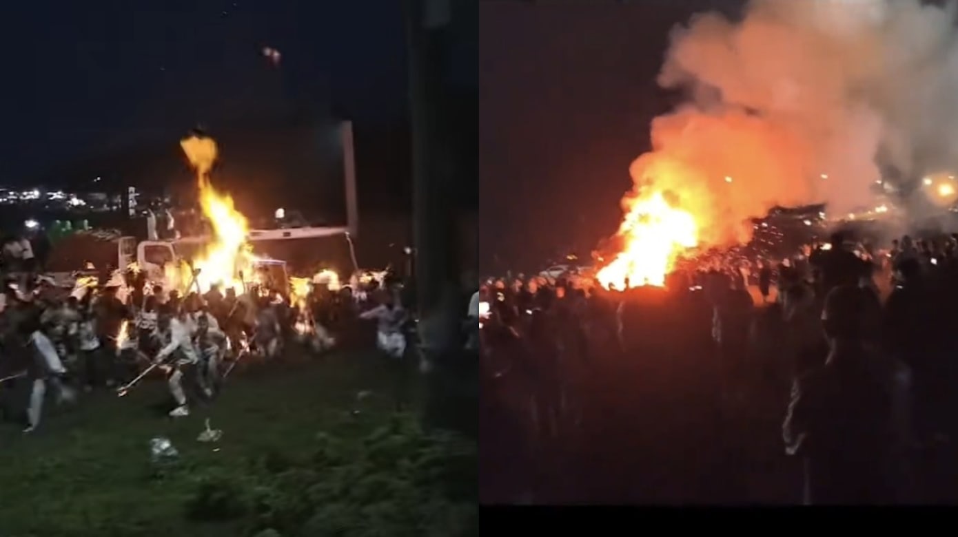 云南火把节可燃液体桶倾倒起火 16人被灼伤