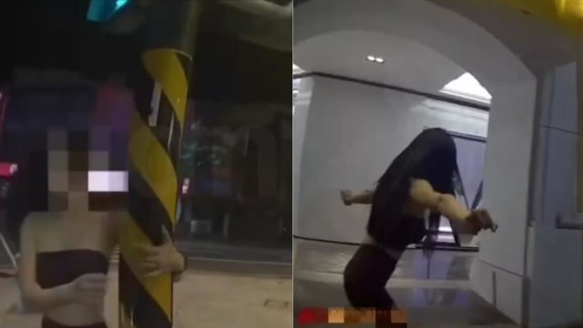 涉酒驾遇路障 台女司机当街跳起“钢管舞”