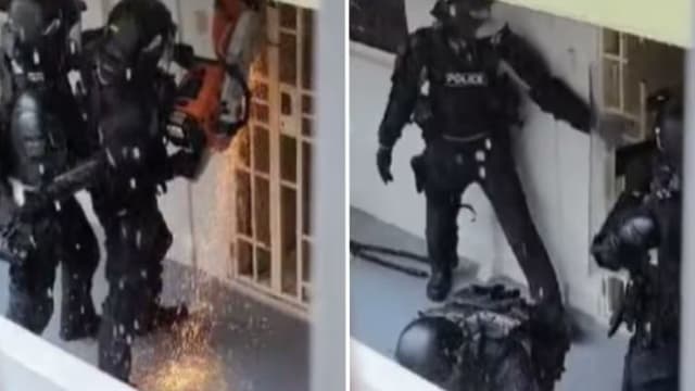 涉毒男子反锁屋内 警员锯门入屋