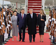 Presiden China Xi Jinping tiba di AS, disambut meriah oleh Donald Trump