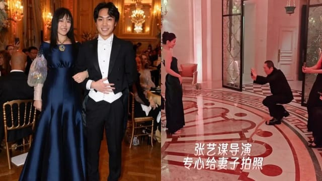 陪女儿出席巴黎名媛舞会，74岁张艺谋频蹲下为爱妻拍美照！任达华爱女也是东方代表