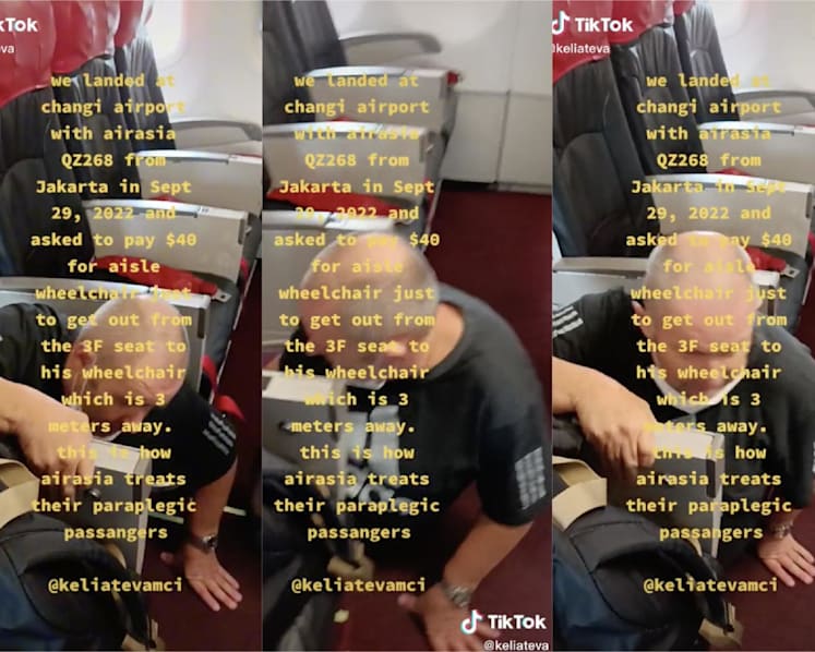 AirAsia says sorry to paraplegic passenger seen in TikTok video crawling on cabin floor