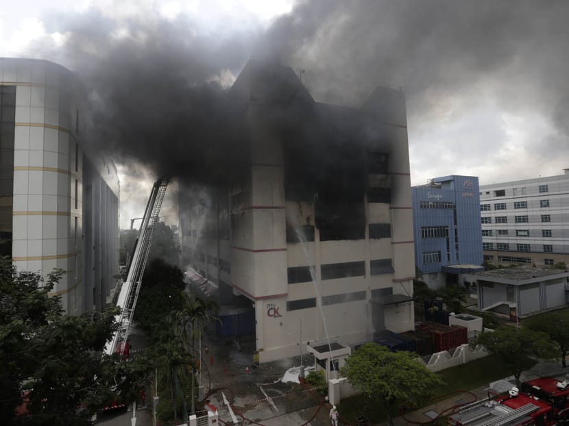 Huge fire breaks out at CK Building in Tampines